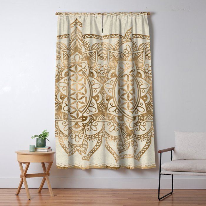 Flower of Life in Lotus - pastel golds and canvas Window Curtain Gallery Image 5