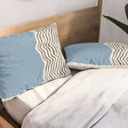 Mid Century Modern Minimalist Blue Waves Rothko Inspired Color Field With Lines Geometric Style  Pillow Sham Gallery Image 2