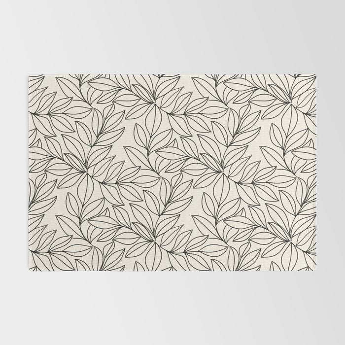 Black and White Leaves  Rug Gallery Image 2