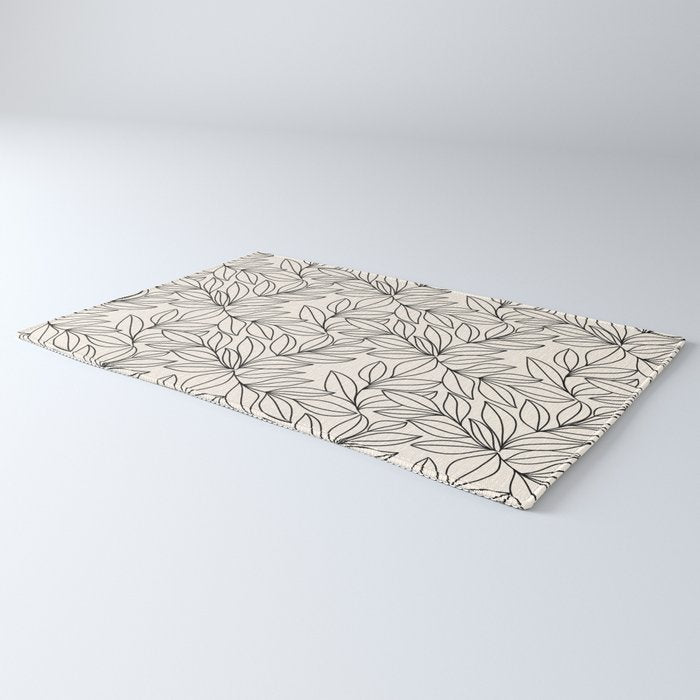 Black and White Leaves  Rug Gallery Image 3