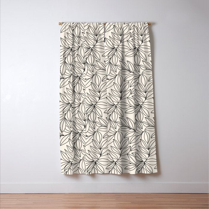 Black and White Leaves  Window Curtain Gallery Image 3