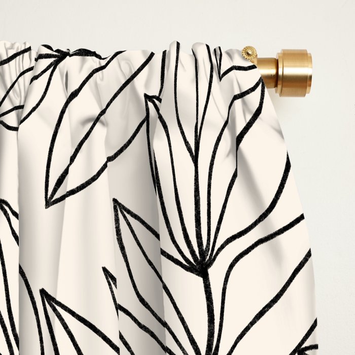 Black and White Leaves  Window Curtain Gallery Image 2