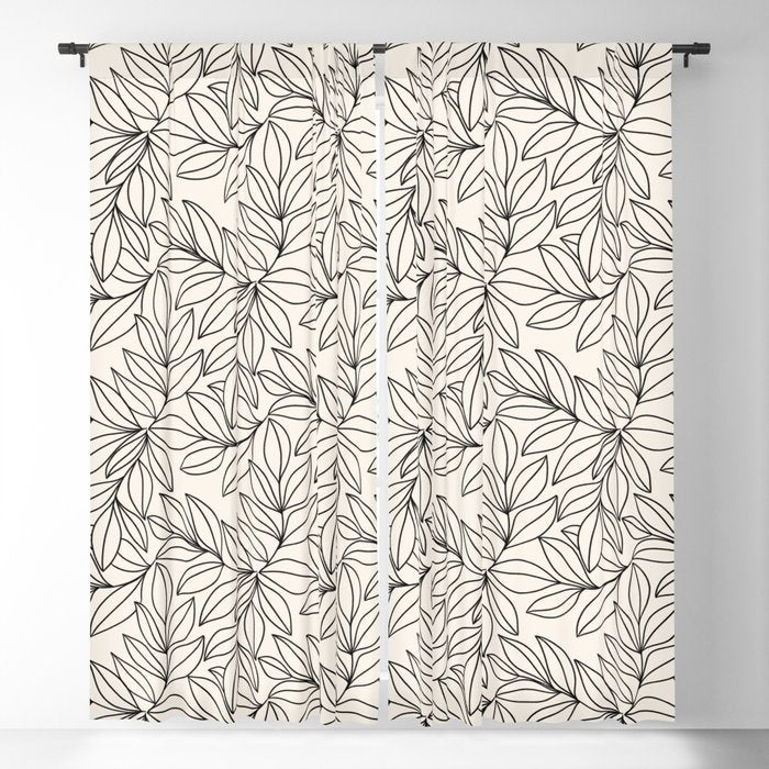 Black and White Leaves  Window Curtain Gallery Image 5