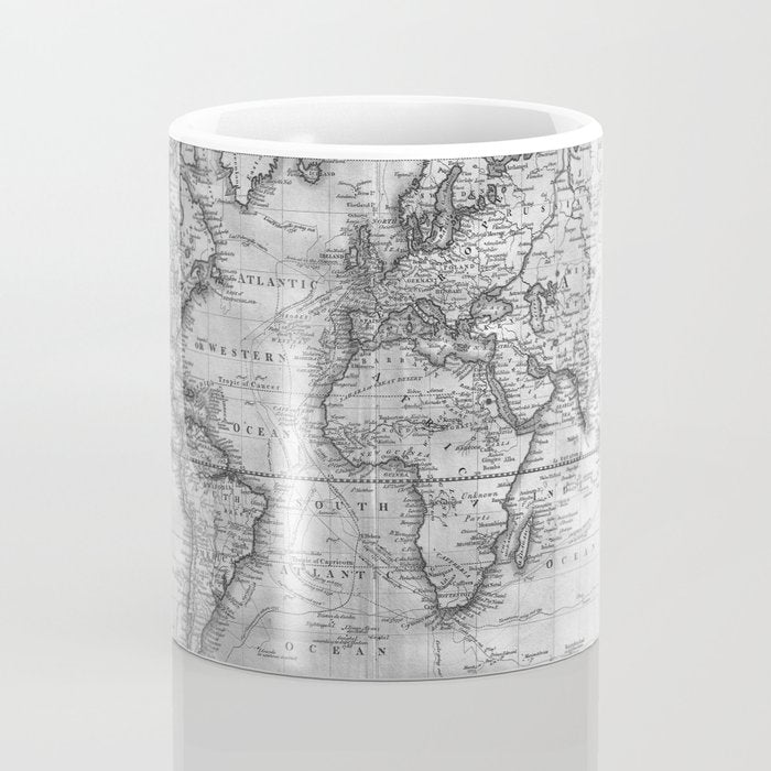 Black and White World Map (1801) Coffee Mug Gallery Image 4
