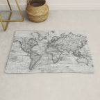 Black and White World Map (1801) Rug Gallery Image 1