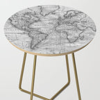 Black and White World Map (1801) Side Table Gallery Image 2