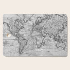 Black and White World Map (1801) Cutting Board Gallery Image 1