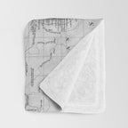 Black and White World Map (1801) Throw Blanket Gallery Image 3