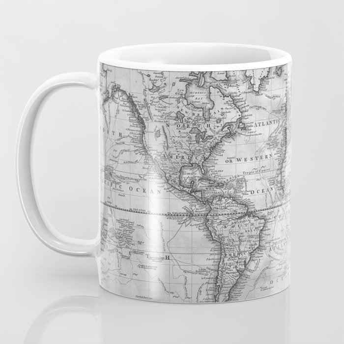 Black and White World Map (1801) Coffee Mug Gallery Image 3