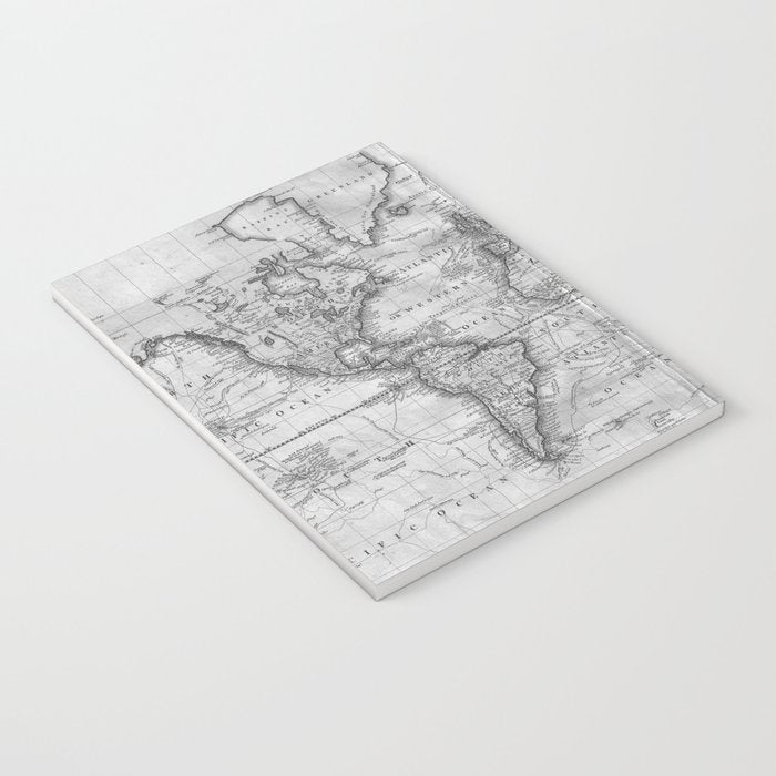 Black and White World Map (1801) Notebook Gallery Image 3