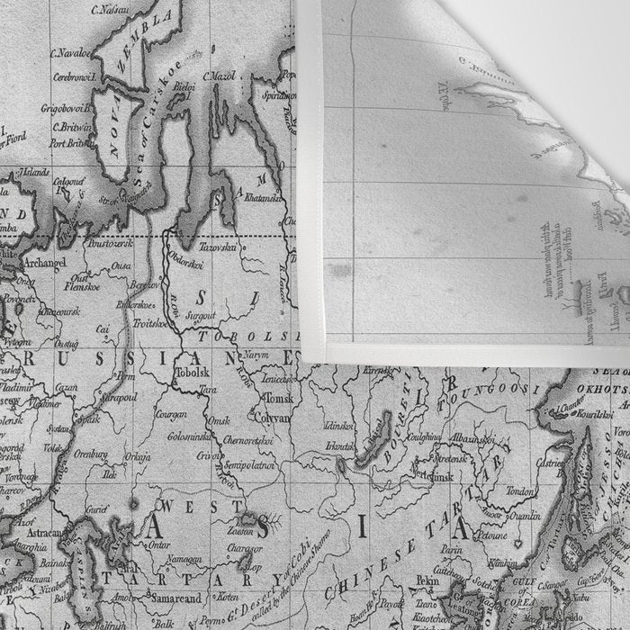 Black and White World Map (1801) Wall Tapestry Gallery Image 3