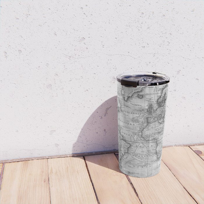 Black and White World Map (1801) Travel Mug Gallery Image 4