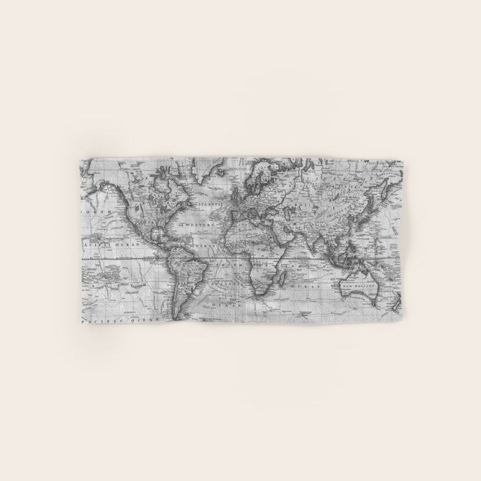 Black and White World Map (1801) Bath Towel Gallery Image 1