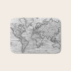Black and White World Map (1801) Bath Mat Gallery Image 1
