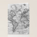 Black and White World Map (1801) Stationery Card Gallery Image 2