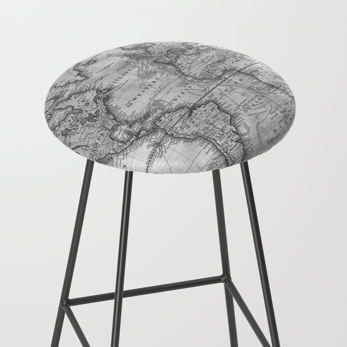 Black and White World Map (1801) Stool Gallery Image 2