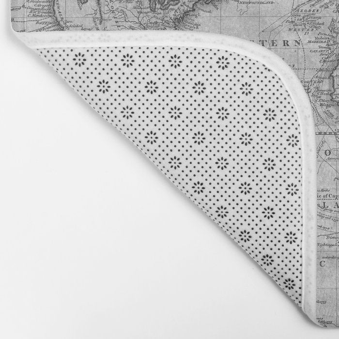 Black and White World Map (1801) Bath Mat Gallery Image 2