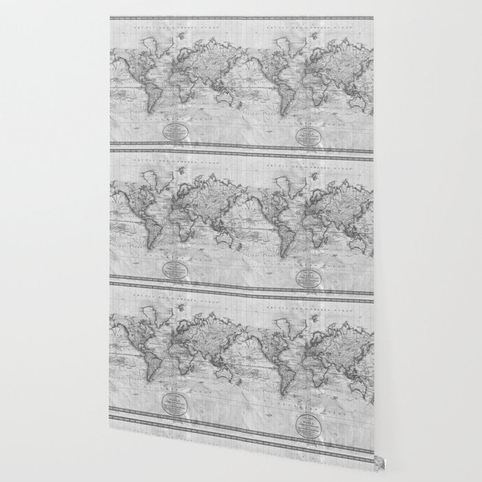 Black and White World Map (1801) Wallpaper Gallery Image 2