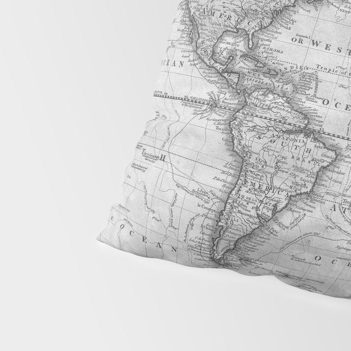 Black and White World Map (1801) Pillow Sham Gallery Image 4