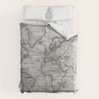 Black and White World Map (1801) Comforter Gallery Image 6