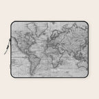 Black and White World Map (1801) Laptop Sleeve Gallery Image 1