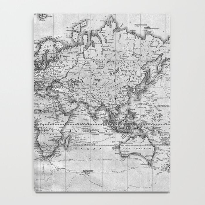 Black and White World Map (1801) Notebook Gallery Image 4