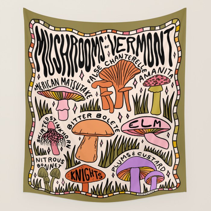 Mushrooms of Vermont Wall Tapestry Gallery Image 4