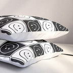 Checked Smiley Faces Pattern (Black & White) Pillow Sham Gallery Image 3
