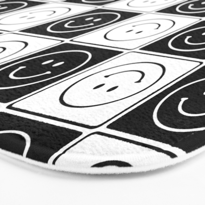 Checked Smiley Faces Pattern (Black & White) Bath Mat Gallery Image 3