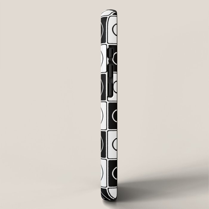 Checked Smiley Faces Pattern (Black & White) iPhone Case Gallery Image 2