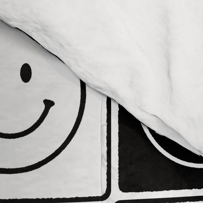 Checked Smiley Faces Pattern (Black & White) Comforter Gallery Image 4