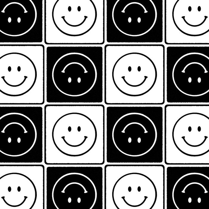 Checked Smiley Faces Pattern (Black & White) Coffee Mug Gallery Image 2