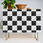 Checked Smiley Faces Pattern (Black & White) Credenza Gallery Image 1