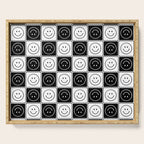 Checked Smiley Faces Pattern (Black & White) Serving Tray Gallery Image 1