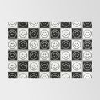 Checked Smiley Faces Pattern (Black & White) Rug Gallery Image 2