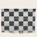 Checked Smiley Faces Pattern (Black & White) Wall Hanging Gallery Image 1