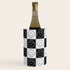 Checked Smiley Faces Pattern (Black & White) Wine Chiller Gallery Image 2