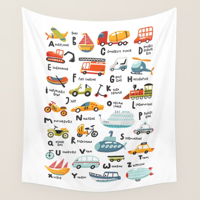Beep Beep Alphabet Wall Tapestry Gallery Image 4