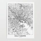 Baltimore White Map Poster Gallery Image 4