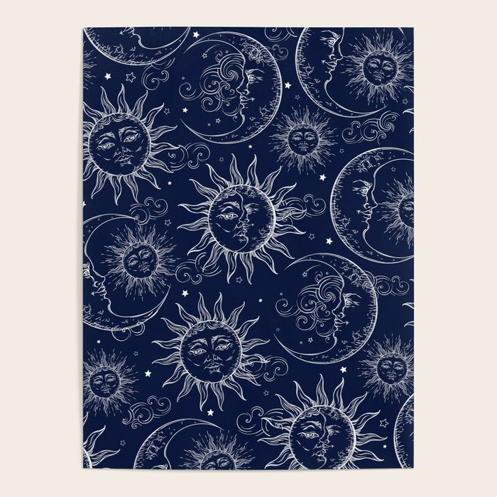 Blue Magic Celestial Sun Moon Stars Poster Gallery Image 1