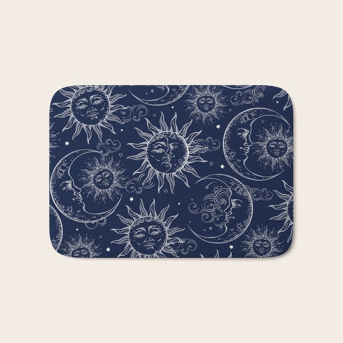 Blue Magic Celestial Sun Moon Stars Bath Mat Gallery Image 1