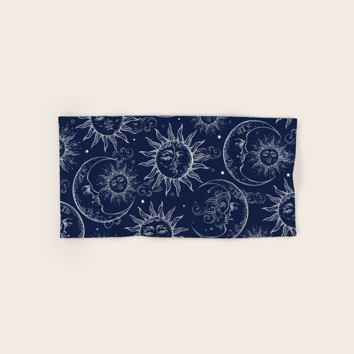 Blue Magic Celestial Sun Moon Stars Bath Towel Gallery Image 1