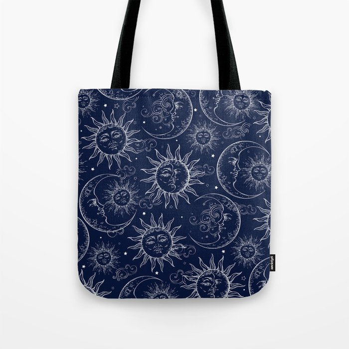 Blue Magic Celestial Sun Moon Stars Tote Bag Gallery Image 1