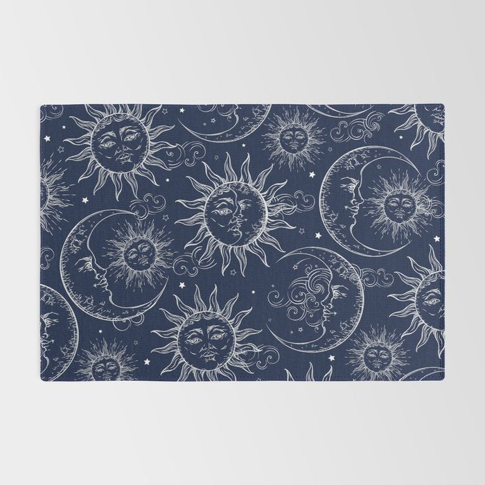 Blue Magic Celestial Sun Moon Stars Rug Gallery Image 2