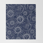 Blue Magic Celestial Sun Moon Stars Throw Blanket Gallery Image 2