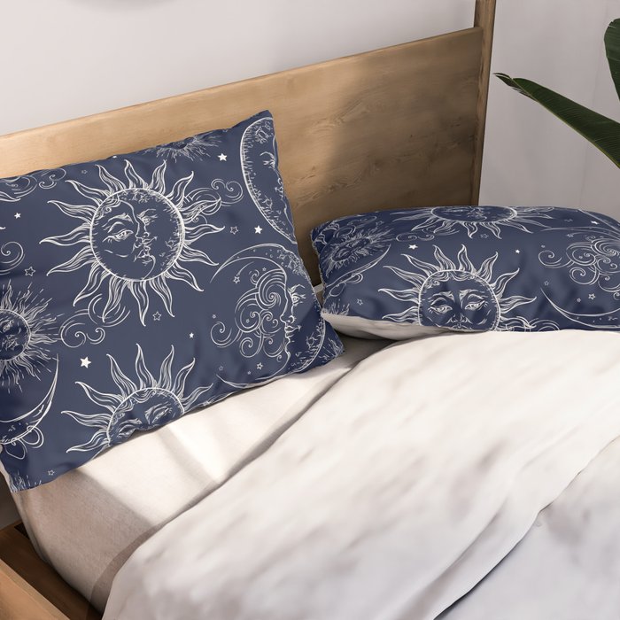 Blue Magic Celestial Sun Moon Stars Pillow Sham Gallery Image 2