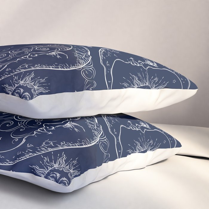 Blue Magic Celestial Sun Moon Stars Pillow Sham Gallery Image 3