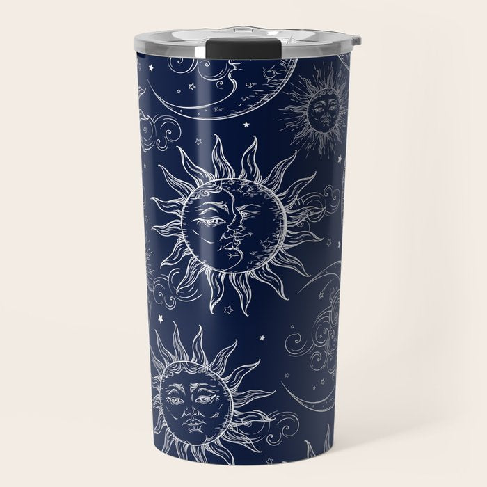 Blue Magic Celestial Sun Moon Stars Travel Mug Gallery Image 1