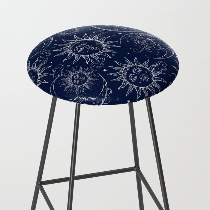 Blue Magic Celestial Sun Moon Stars Stool Gallery Image 2