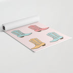 Cowgirl Boots and Daisies, Blush Pink, Mint, Cute Pastel Cowboy Pattern Yoga Mat Gallery Image 2